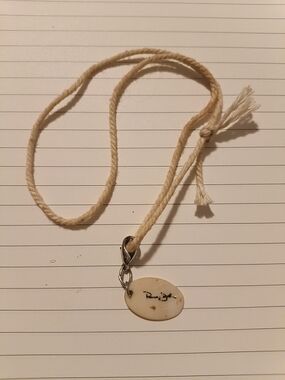 Beige Rope Bracelet /Keepsake with Oval Shell Pendant, Panama Jack